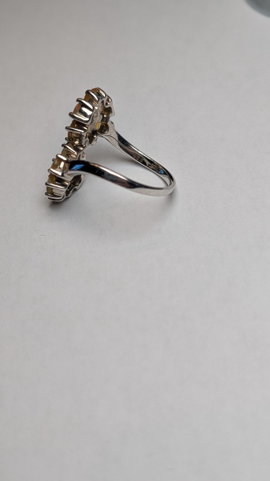 Vintage Sterling Silver Opal / Citrine Flower Ring | Size O | 925 Silver - Image 5
