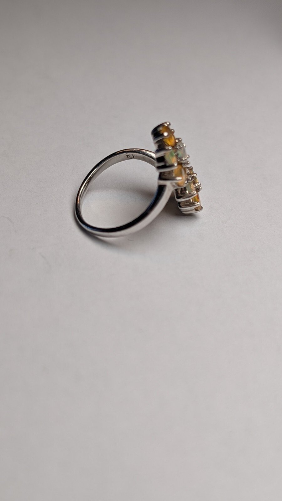 Vintage Sterling Silver Opal / Citrine Flower Ring | Size O | 925 Silver - Image 7