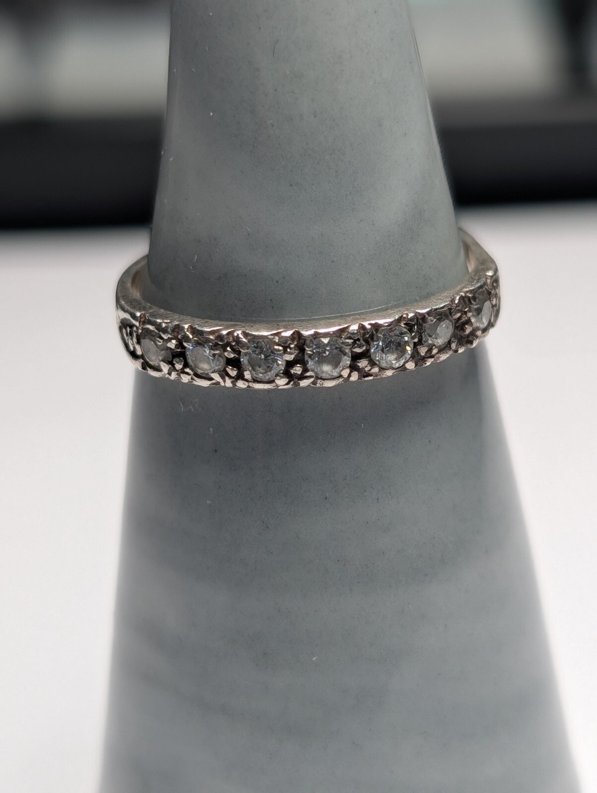 Vintage Sterling Silver 1987 Clear Gemstone Ring | Size Q 1/2 - R | 925 Silver - Image 2