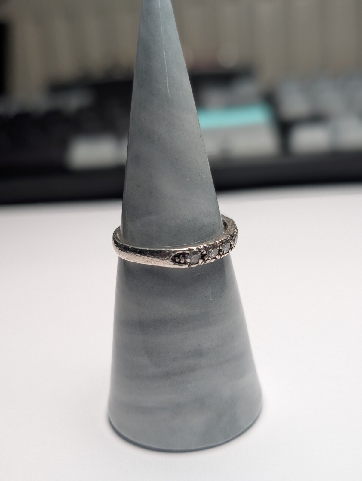 Vintage Sterling Silver 1987 Clear Gemstone Ring | Size Q 1/2 - R | 925 Silver - Image 10