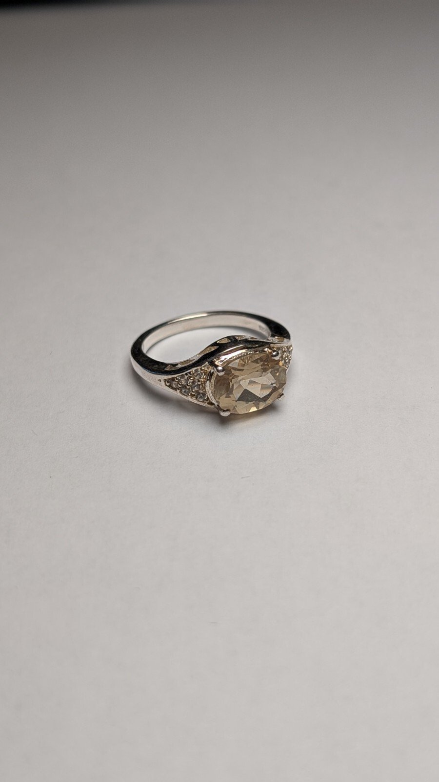 Vintage Sterling Silver Citrine Ring | Size N 1/2 | 925 Silver