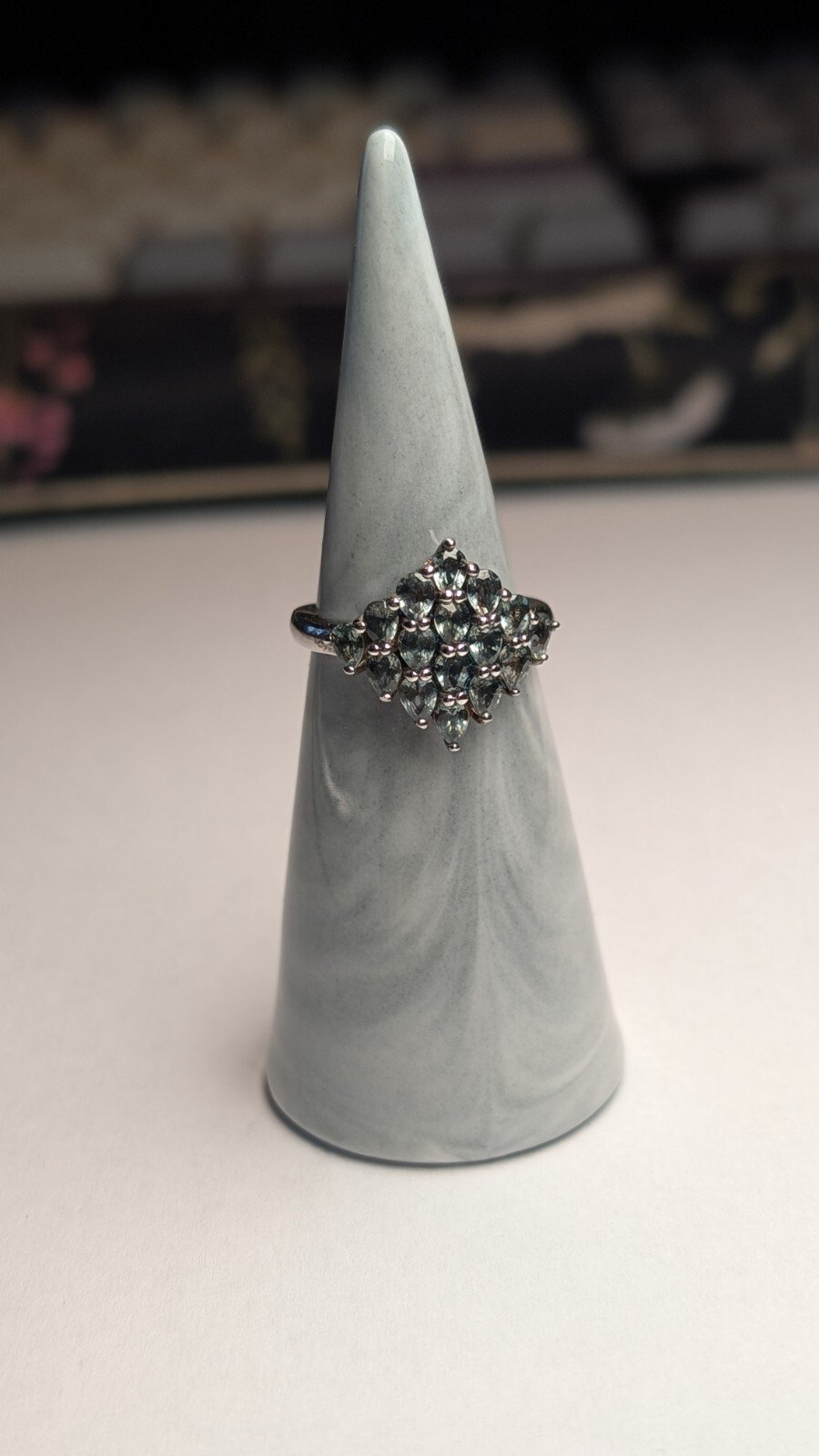 Vintage Sterling Silver Blue Sapphire Cluster Ring | Size L 1/2 | 925 TGGC