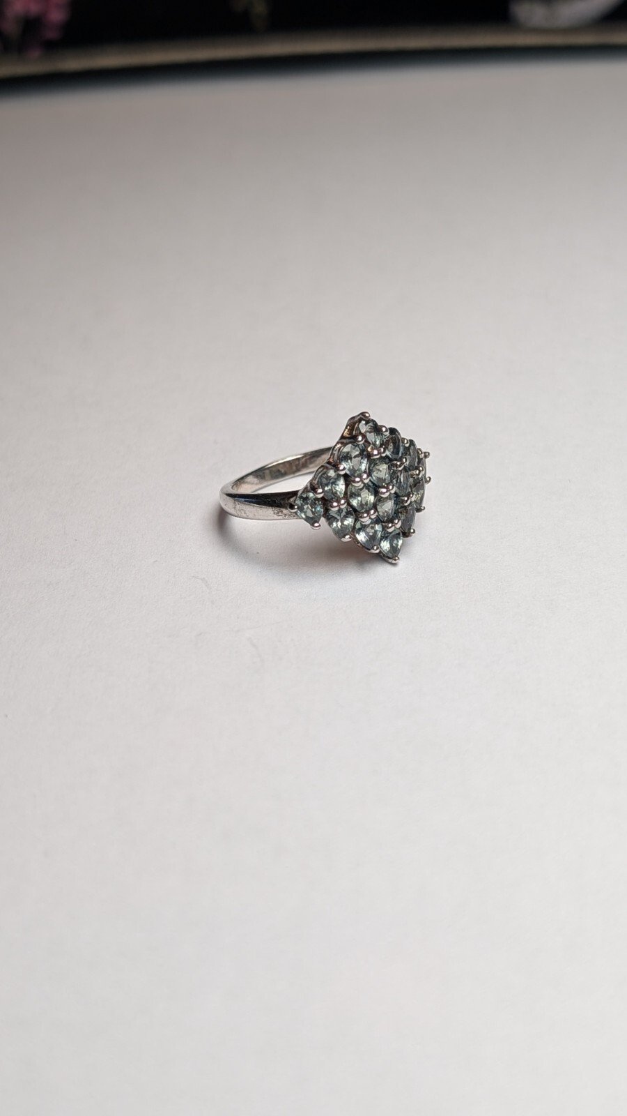 Vintage Sterling Silver Blue Sapphire Cluster Ring | Size L 1/2 | 925 TGGC - Image 2