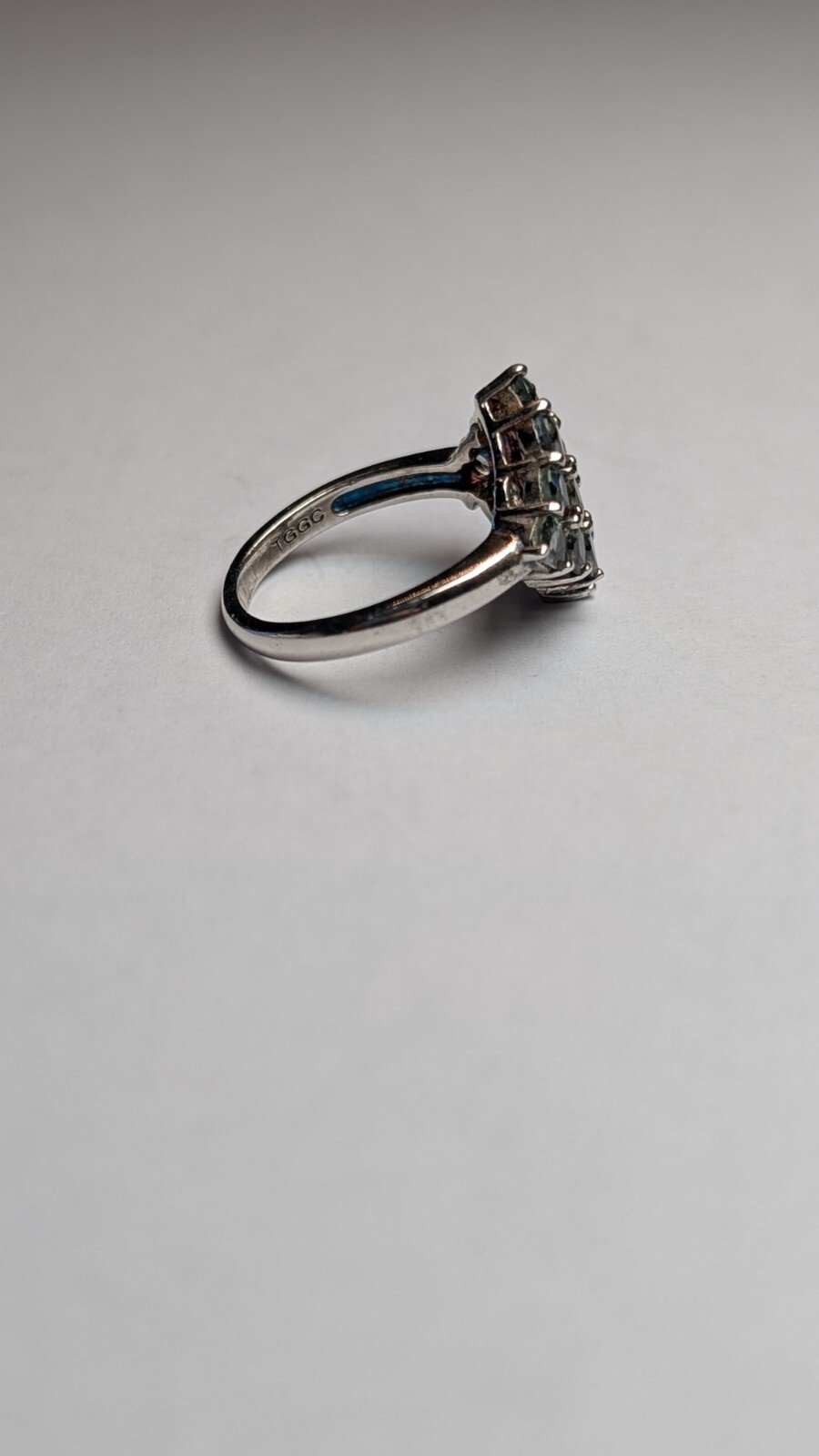 Vintage Sterling Silver Blue Sapphire Cluster Ring | Size L 1/2 | 925 TGGC - Image 3