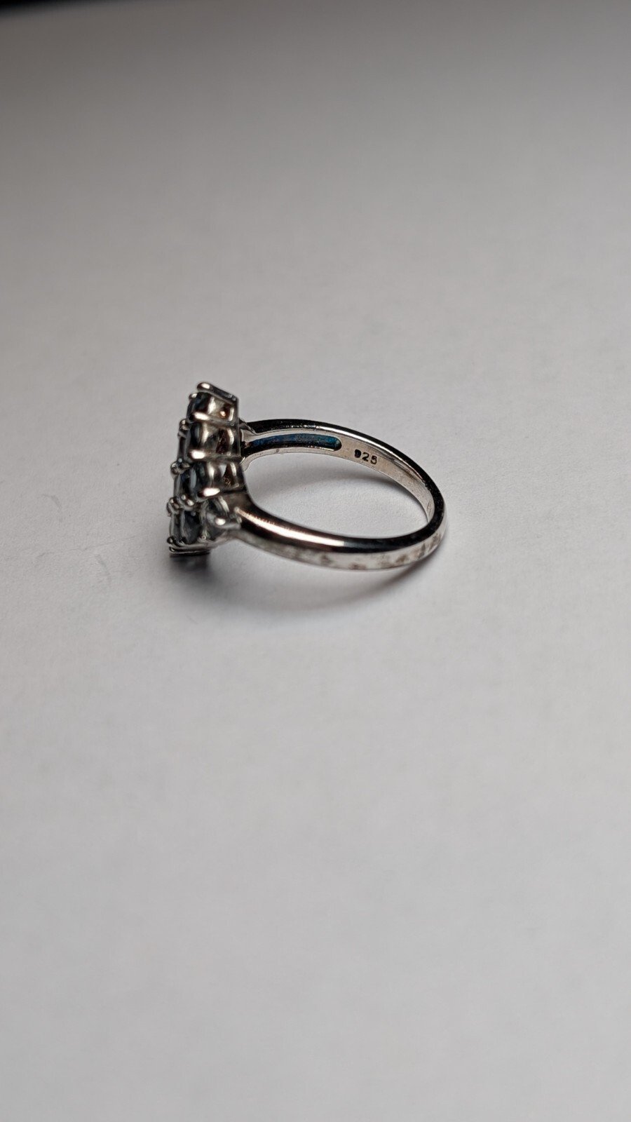 Vintage Sterling Silver Blue Sapphire Cluster Ring | Size L 1/2 | 925 TGGC - Image 5