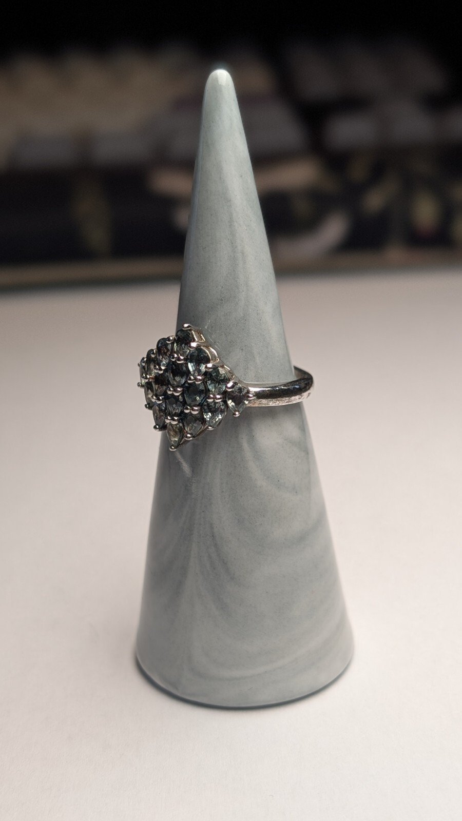 Vintage Sterling Silver Blue Sapphire Cluster Ring | Size L 1/2 | 925 TGGC - Image 7