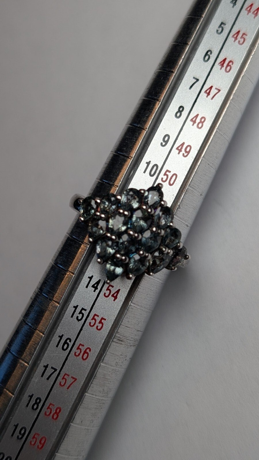 Vintage Sterling Silver Blue Sapphire Cluster Ring | Size L 1/2 | 925 TGGC - Image 9