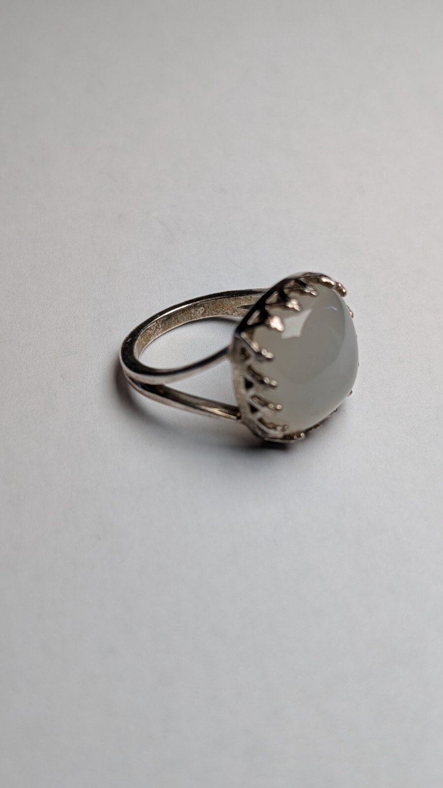 Vintage Sterling Silver White Cat's Eye Quartz Ring | Size N | 925 Silver - Image 4