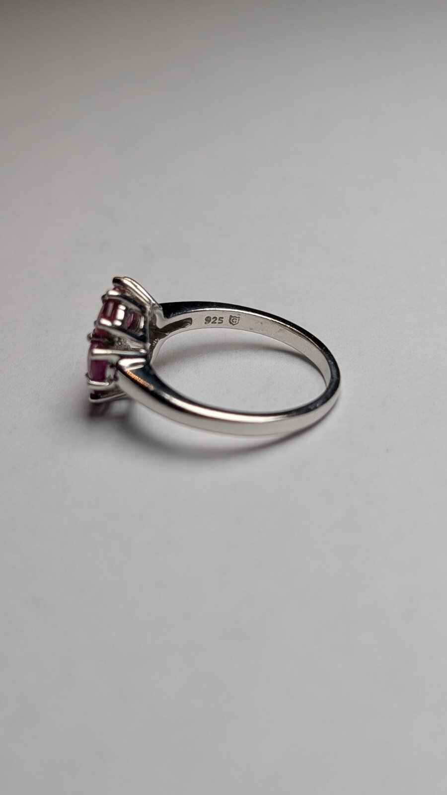 Vintage Sterling Silver Ruby Cluster Ring | Size N 1/2 | 925 Silver - Image 4