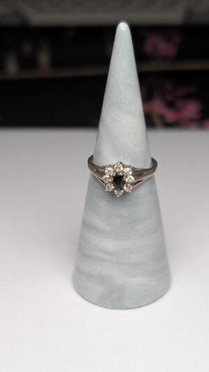 Vintage Sterling Silver 1989 Blue & Clear CZ Ring | Size M - M 1/2 | 925 Silver