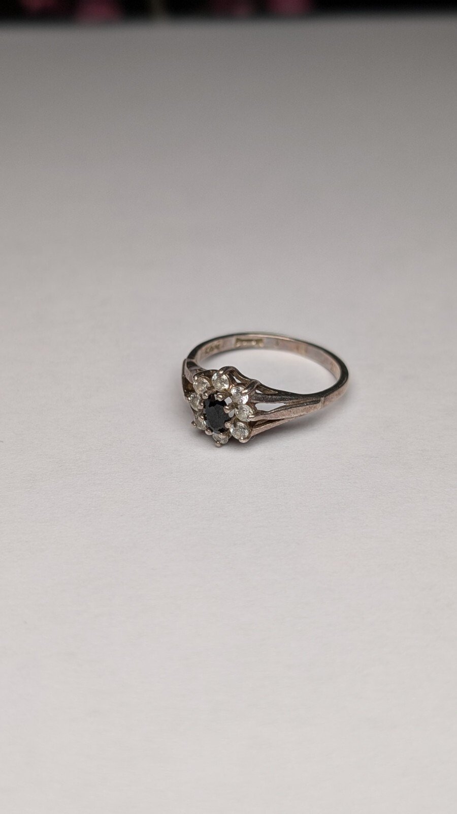 Vintage Sterling Silver 1989 Blue & Clear CZ Ring | Size M - M 1/2 | 925 Silver - Image 3