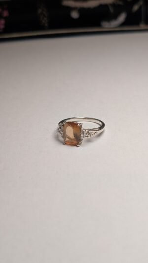 Vintage Sterling Silver Champagne Topaz Ring | Size O 1/2 | 925 Silver
