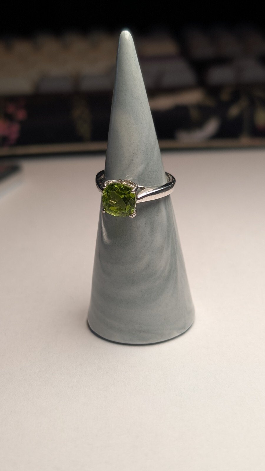 Vintage Sterling Silver Green Peridot Ring | Size L 1/2 | 925 Silver - Image 7