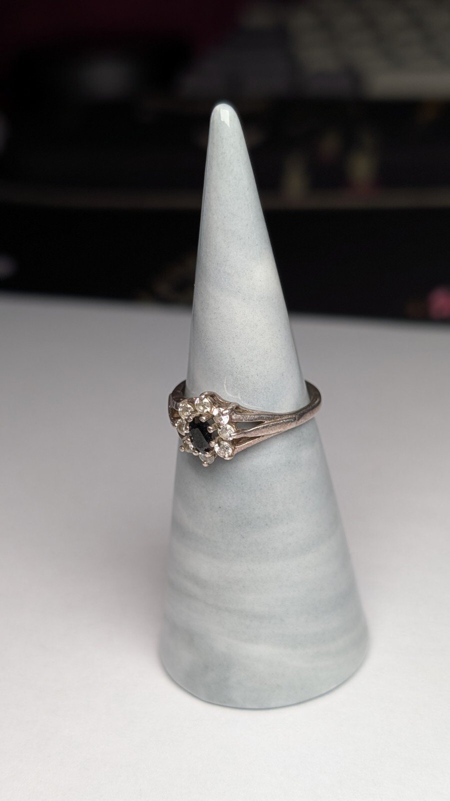 Vintage Sterling Silver 1989 Blue & Clear CZ Ring | Size M - M 1/2 | 925 Silver - Image 5
