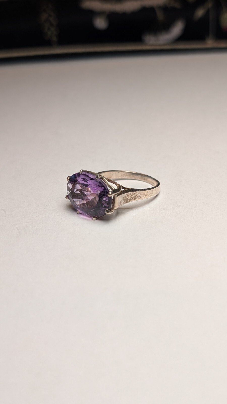 Vintage Sterling Silver Oval Purple Amethyst Ring | Size N 1/2 | 925 Silver - Image 2