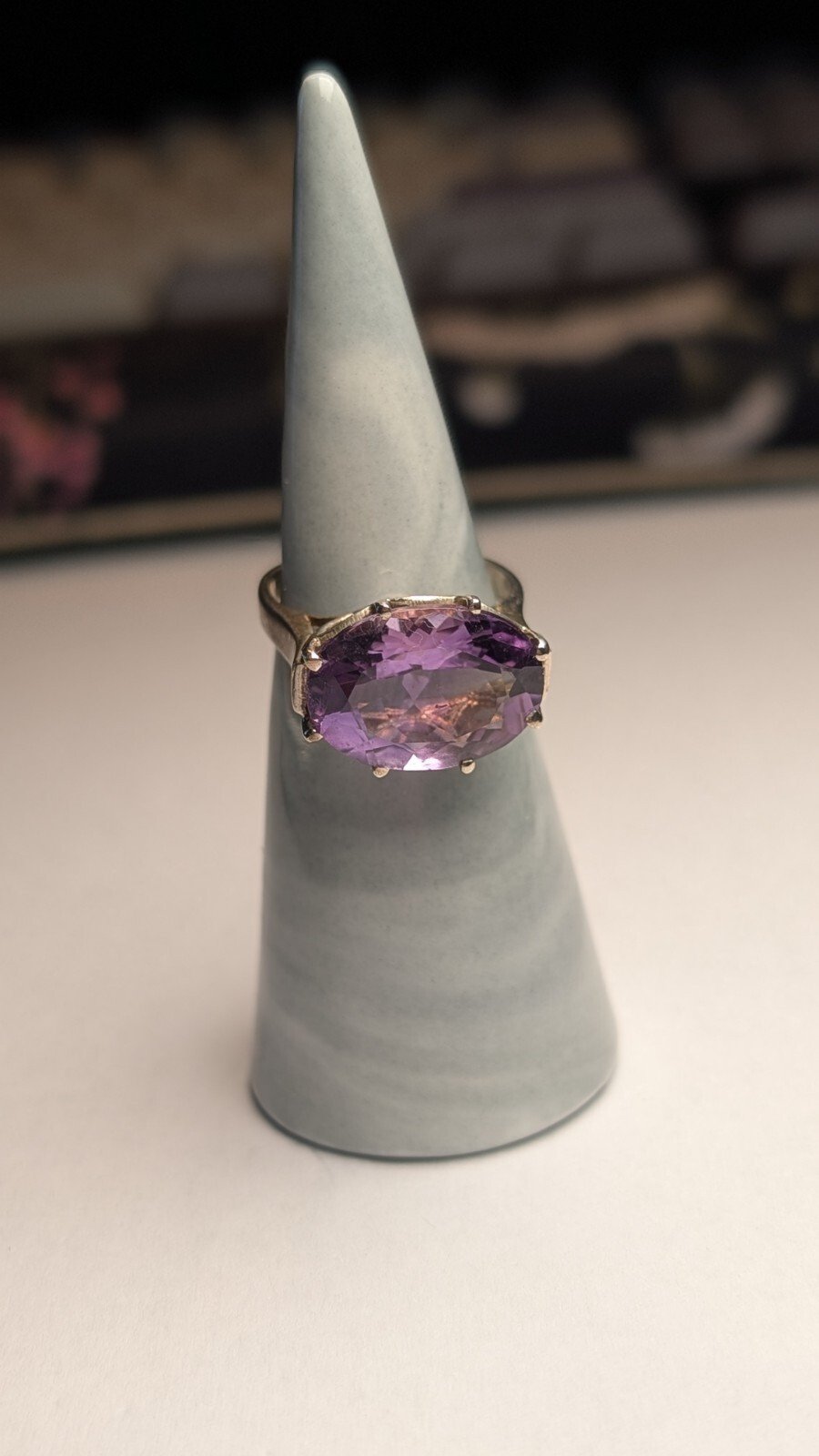 Vintage Sterling Silver Oval Purple Amethyst Ring | Size N 1/2 | 925 Silver - Image 4