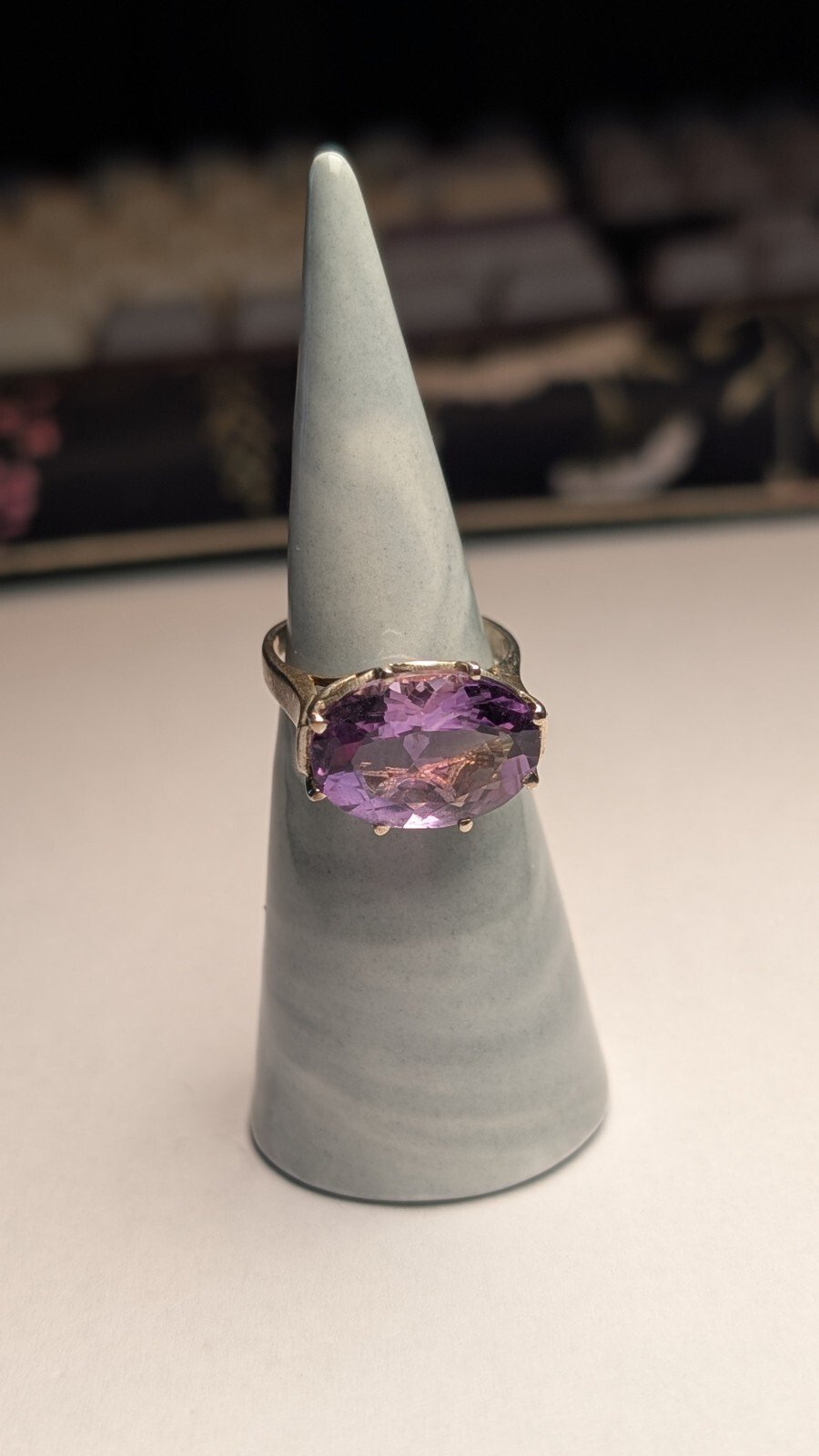 Vintage Sterling Silver Oval Purple Amethyst Ring | Size N 1/2 | 925 Silver - Image 6