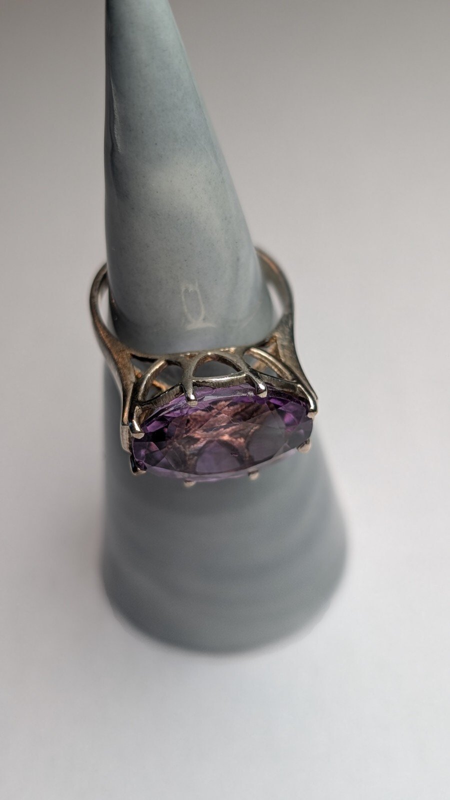 Vintage Sterling Silver Oval Purple Amethyst Ring | Size N 1/2 | 925 Silver - Image 7