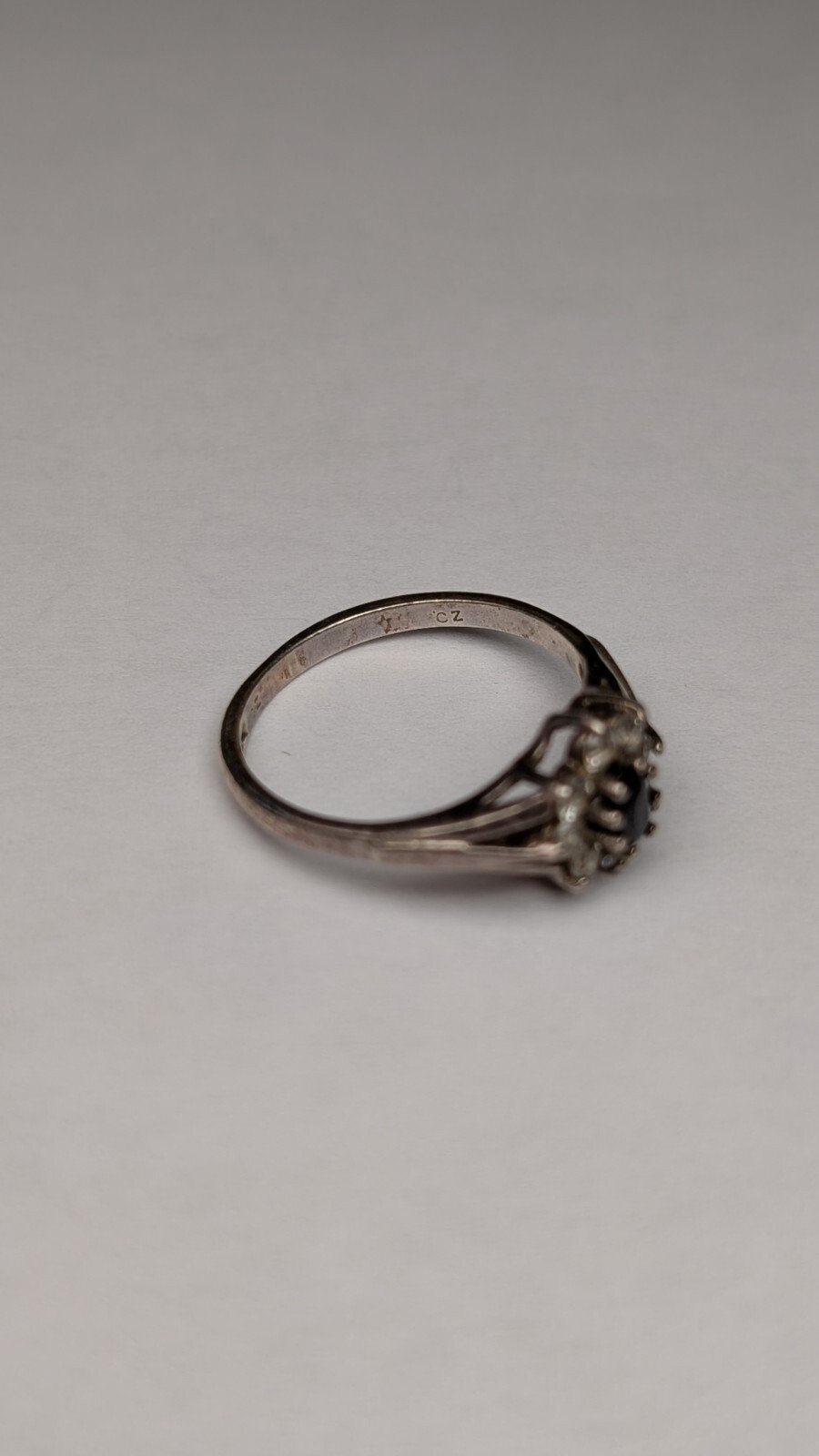 Vintage Sterling Silver 1989 Blue & Clear CZ Ring | Size M - M 1/2 | 925 Silver - Image 6