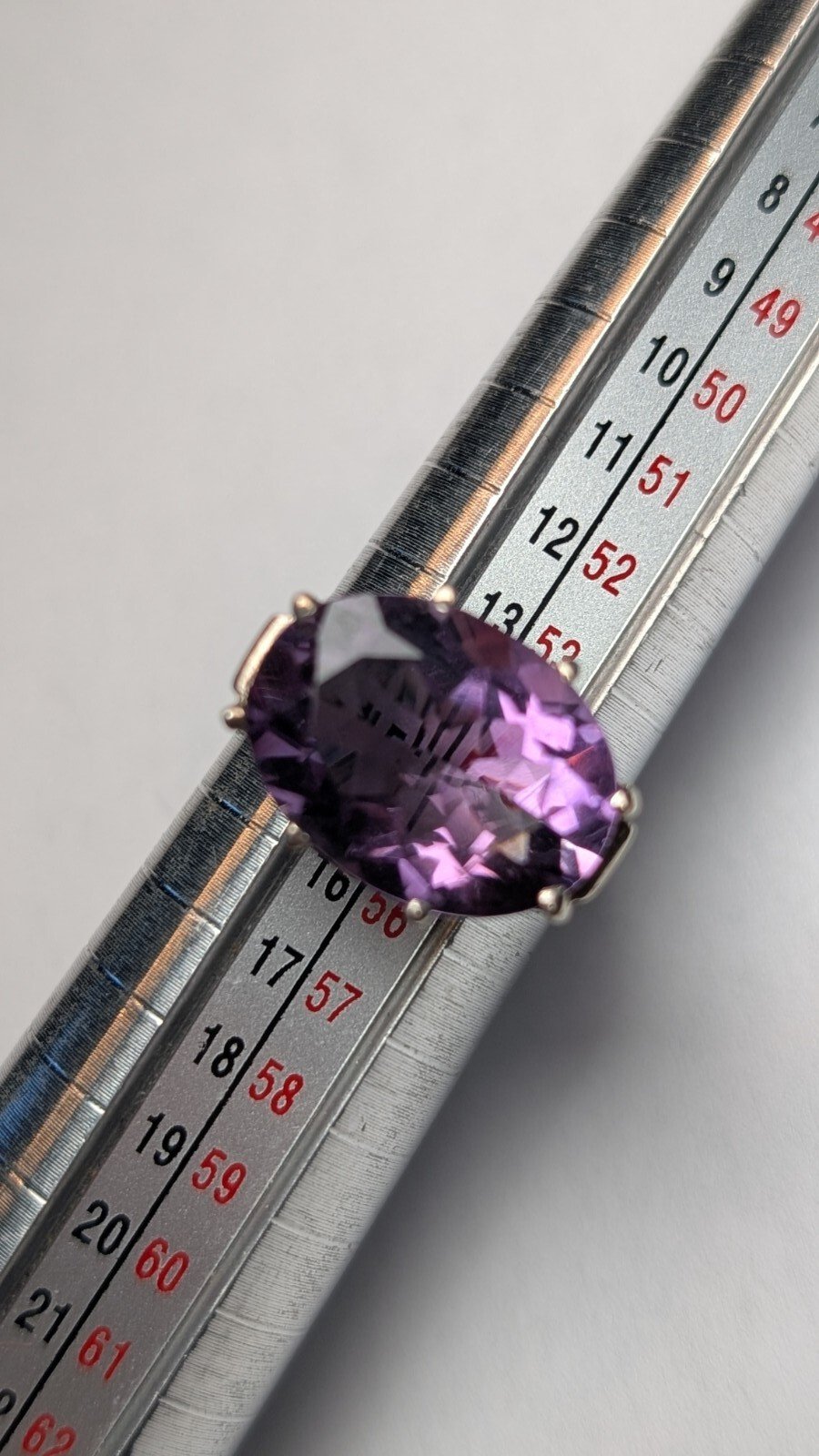 Vintage Sterling Silver Oval Purple Amethyst Ring | Size N 1/2 | 925 Silver - Image 9