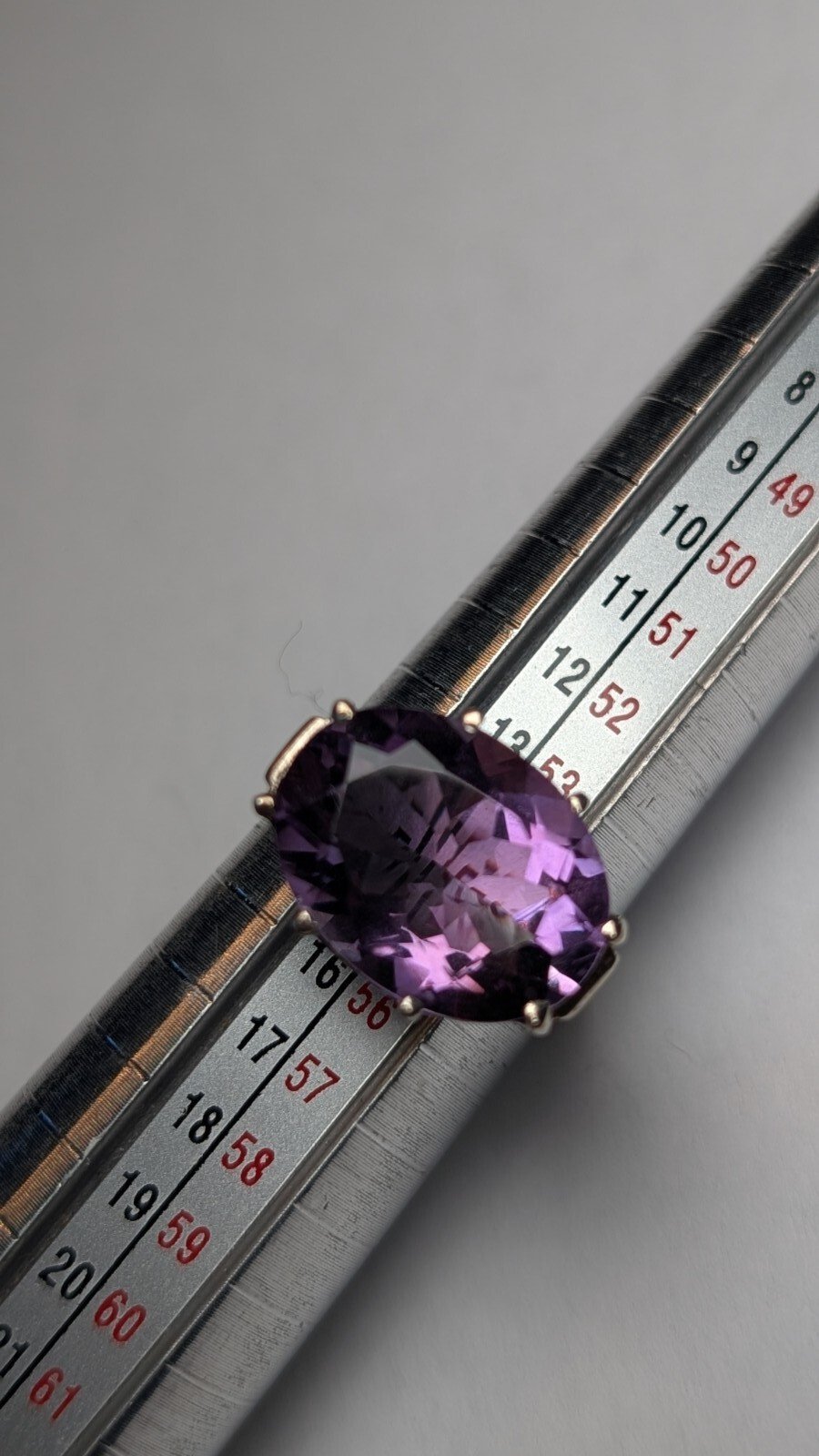Vintage Sterling Silver Oval Purple Amethyst Ring | Size N 1/2 | 925 Silver - Image 10