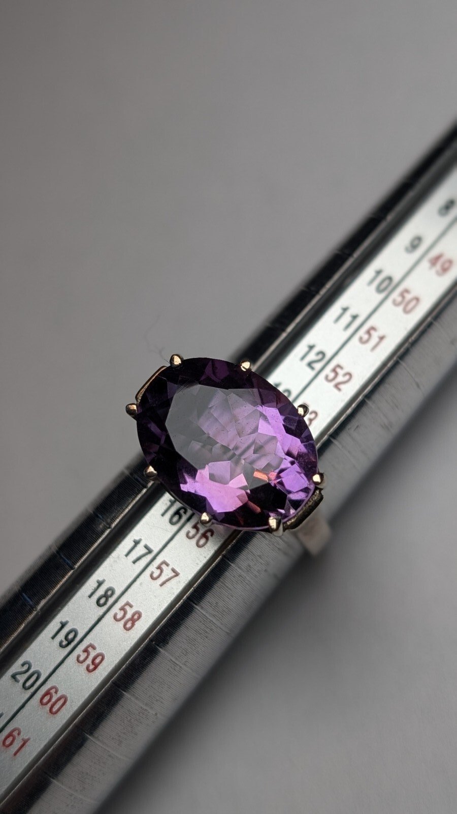 Vintage Sterling Silver Oval Purple Amethyst Ring | Size N 1/2 | 925 Silver - Image 11