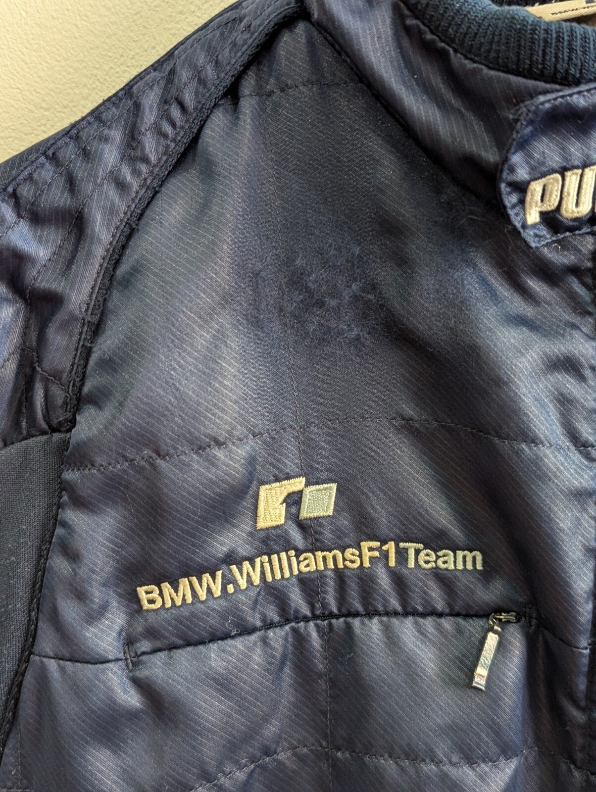 Vintage PUMA BMW Williams F1 Windbreaker Blue & White Jacket | Size Small - Image 4
