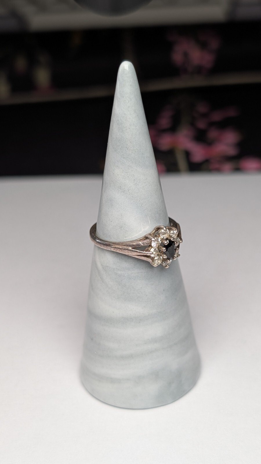 Vintage Sterling Silver 1989 Blue & Clear CZ Ring | Size M - M 1/2 | 925 Silver - Image 7