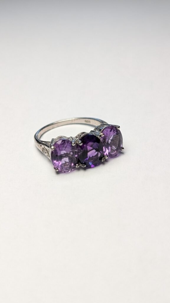Vintage Sterling Silver Purple Amethyst Ring | Size O 1/2 | 925 Silver