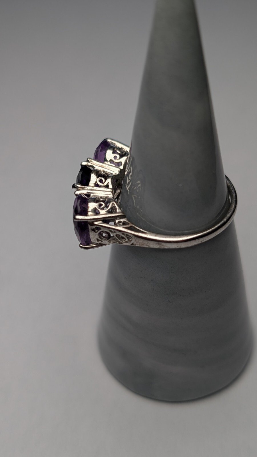 Vintage Sterling Silver Purple Amethyst Ring | Size O 1/2 | 925 Silver - Image 4