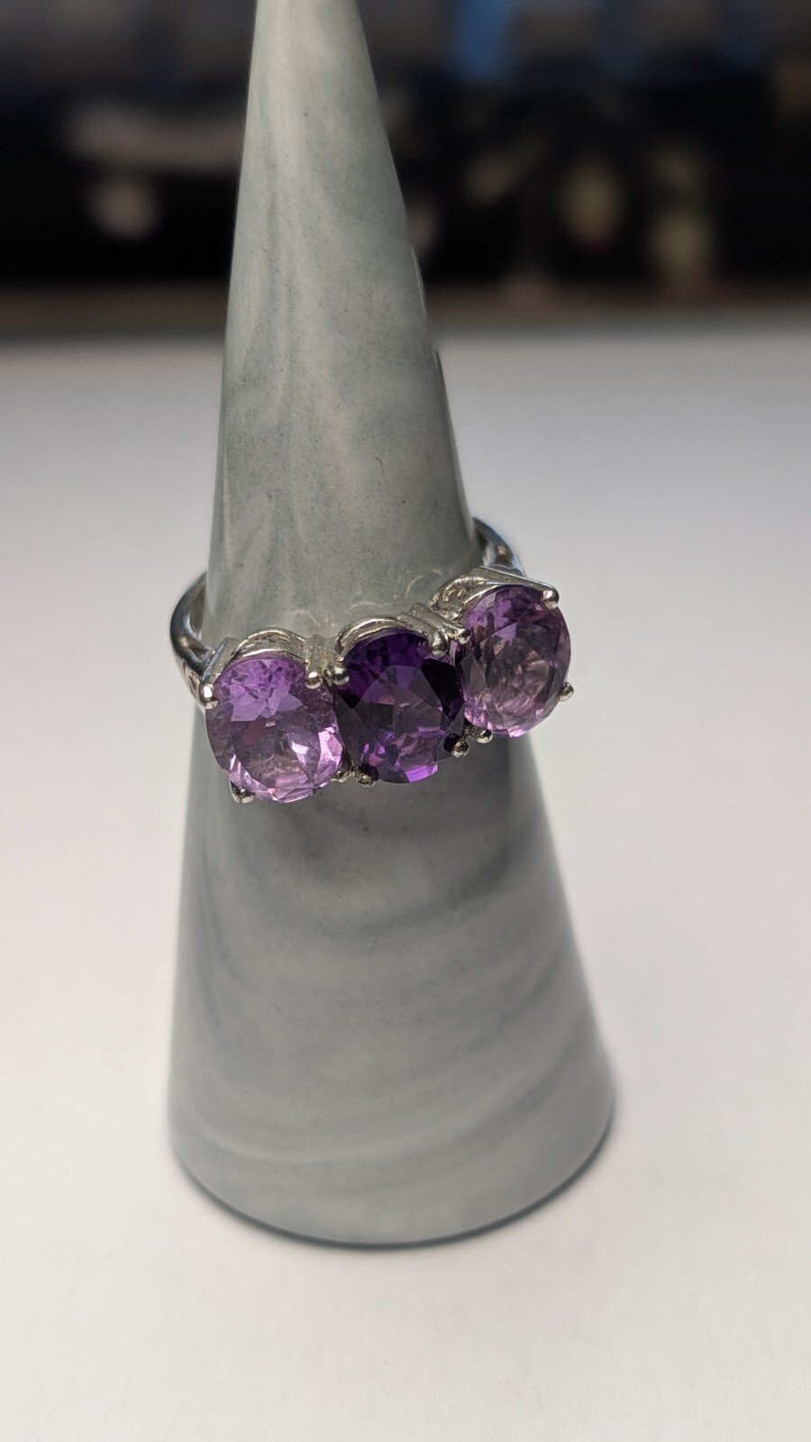 Vintage Sterling Silver Purple Amethyst Ring | Size O 1/2 | 925 Silver - Image 6