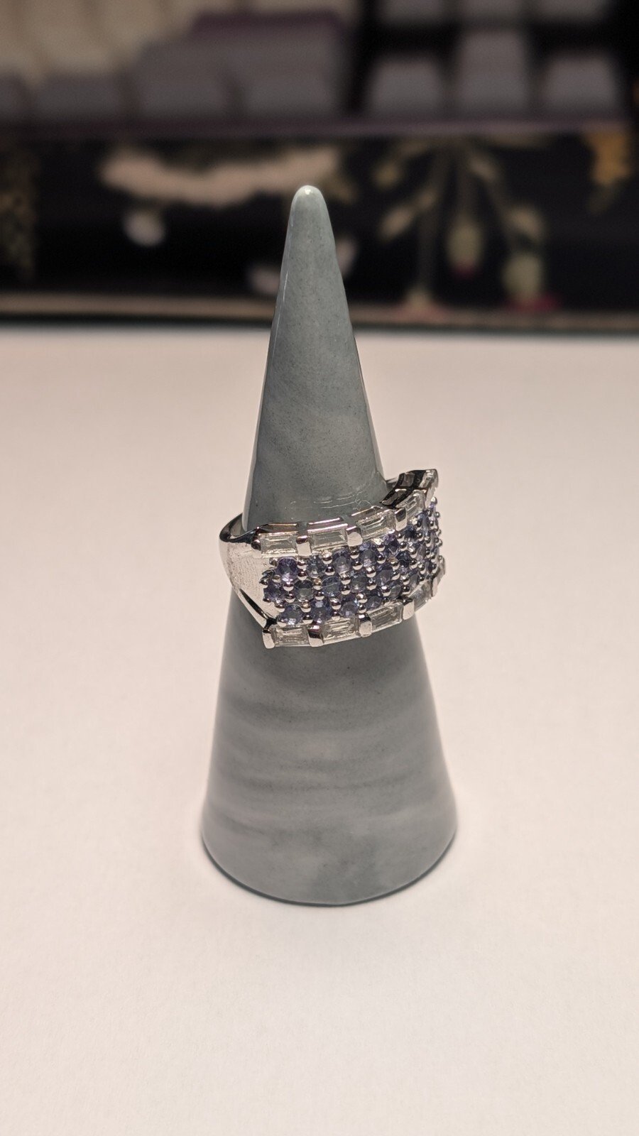Vintage Sterling Silver Blue/Purple Tanzanite Ring | Size O | 925 Silver - Image 4