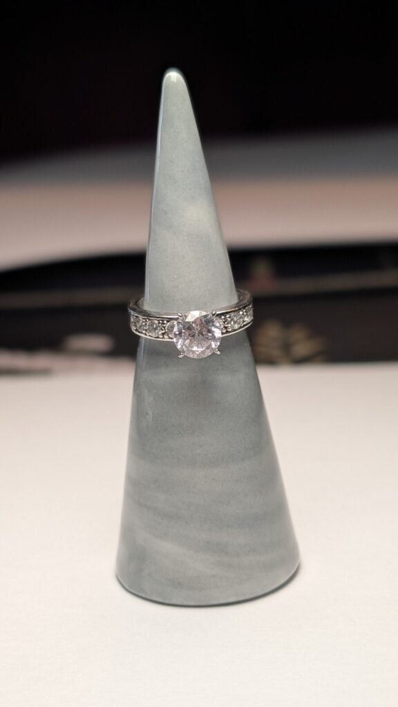 Vintage Sterling Silver Clear Gemstone Ring | Size J | 925 Silver