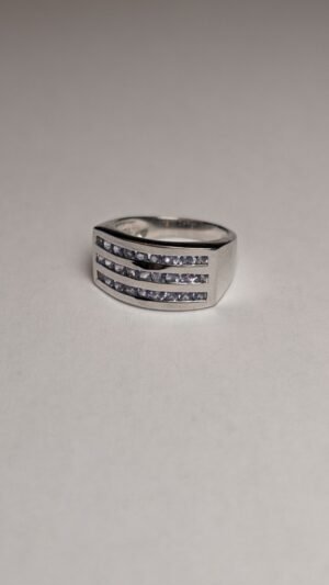Vintage Sterling Silver Tanzanite 3 Row Ring | Size N 1/2 | 925 Silver