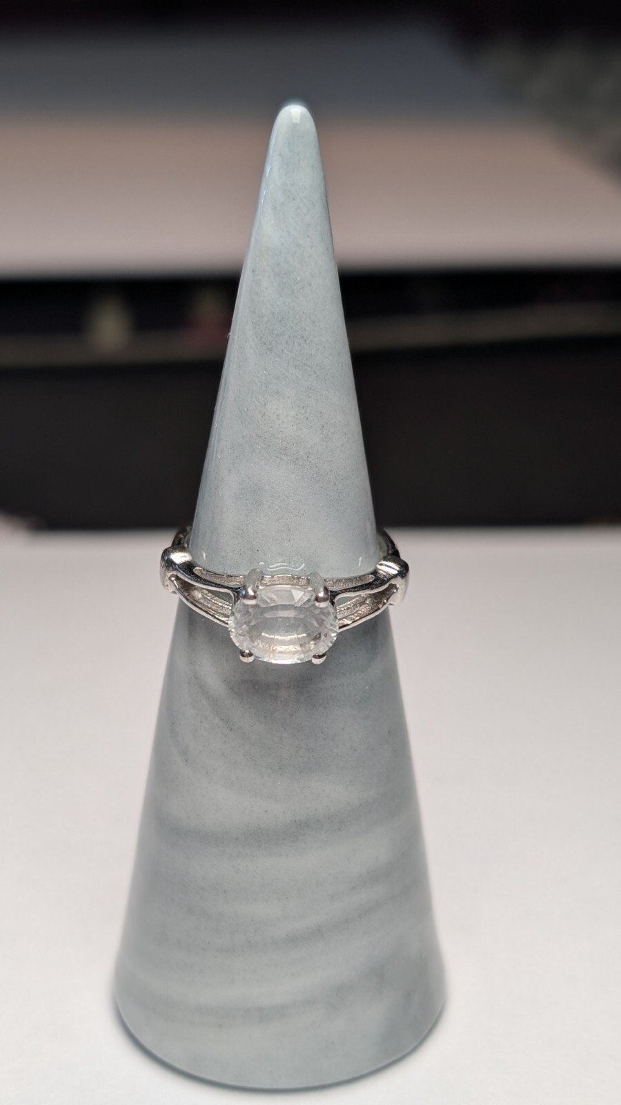 Vintage Sterling Silver Clear Gemstone Ring | Size J 1/2 | 925 Silver TGGC - Image 3