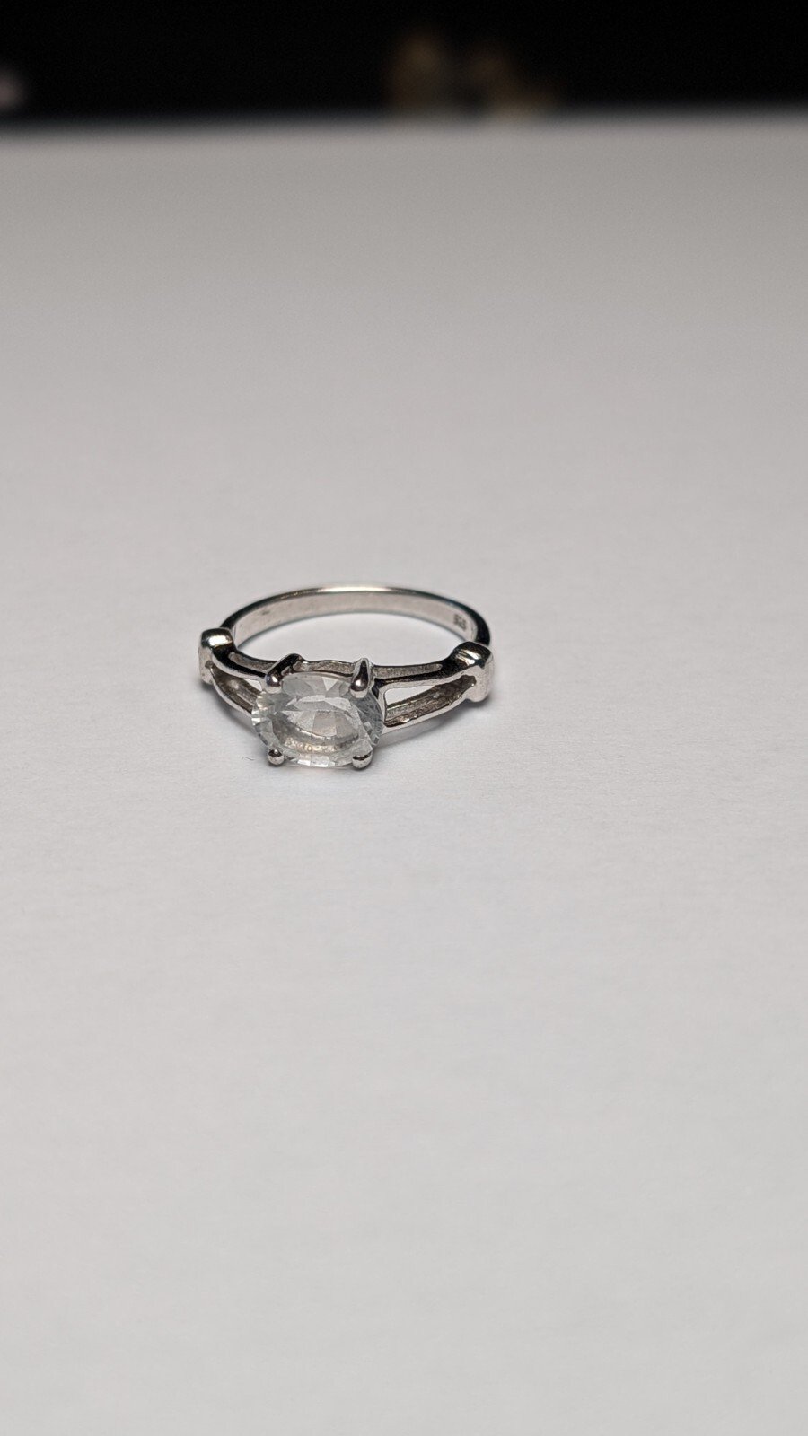 Vintage Sterling Silver Clear Gemstone Ring | Size J 1/2 | 925 Silver TGGC - Image 5