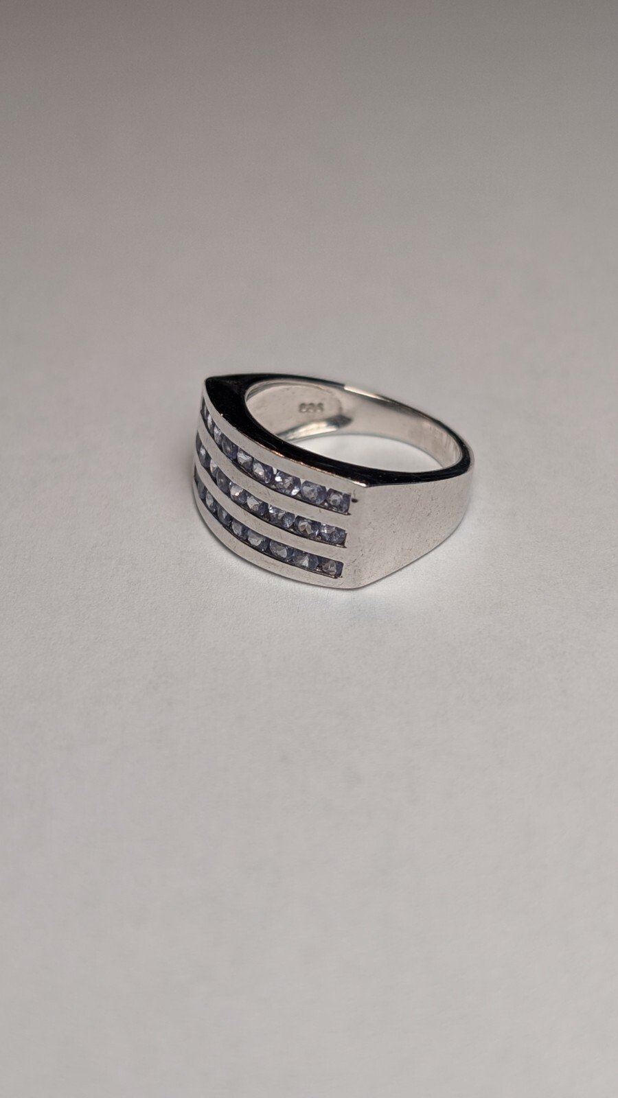 Vintage Sterling Silver Tanzanite 3 Row Ring | Size N 1/2 | 925 Silver - Image 2