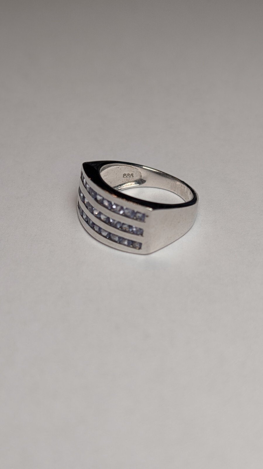 Vintage Sterling Silver Tanzanite 3 Row Ring | Size N 1/2 | 925 Silver - Image 3