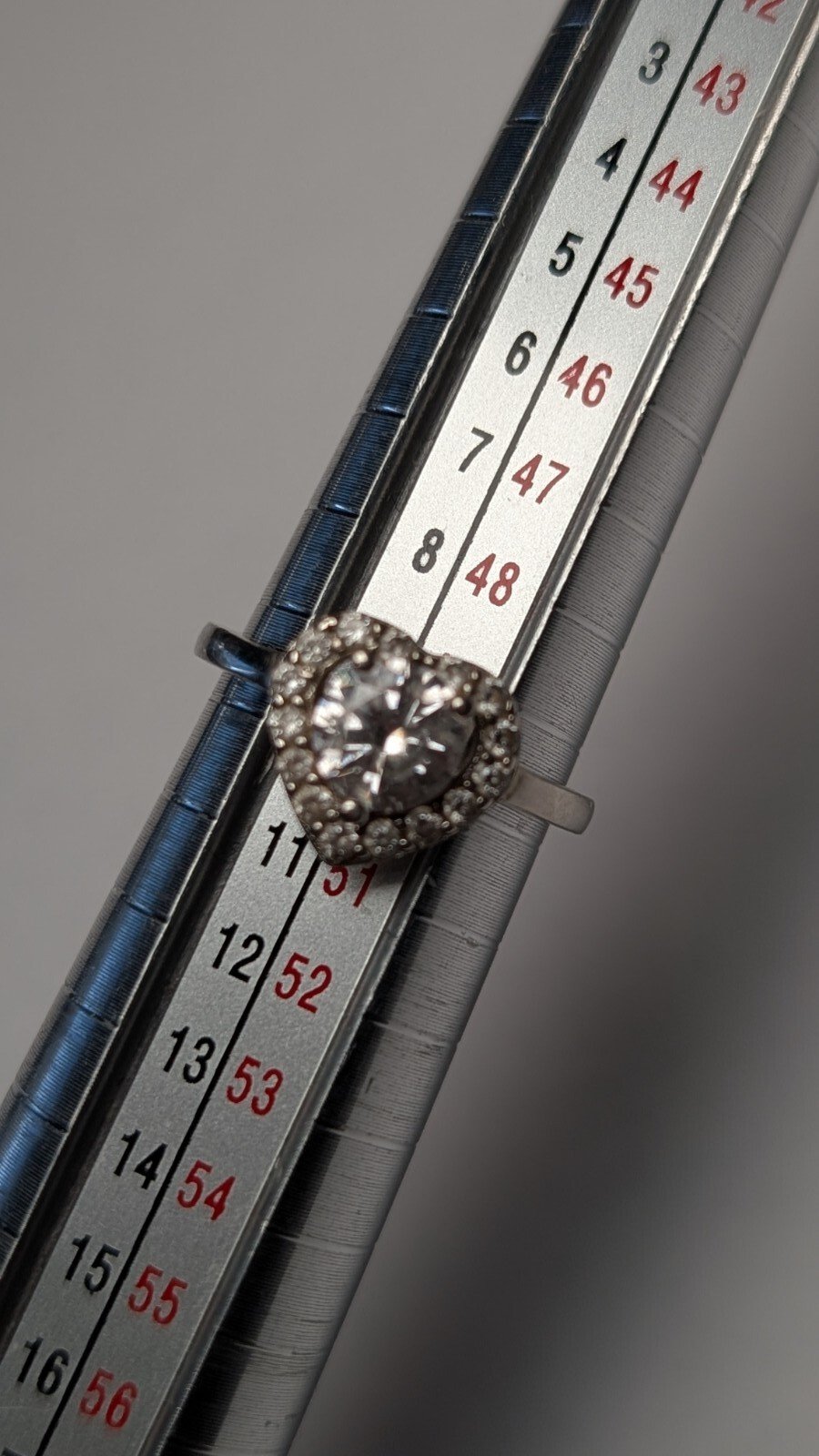 Vintage Sterling Silver Love Heart Clear Gemstone Ring | Size J 1/2 | 925 Silver - Image 9
