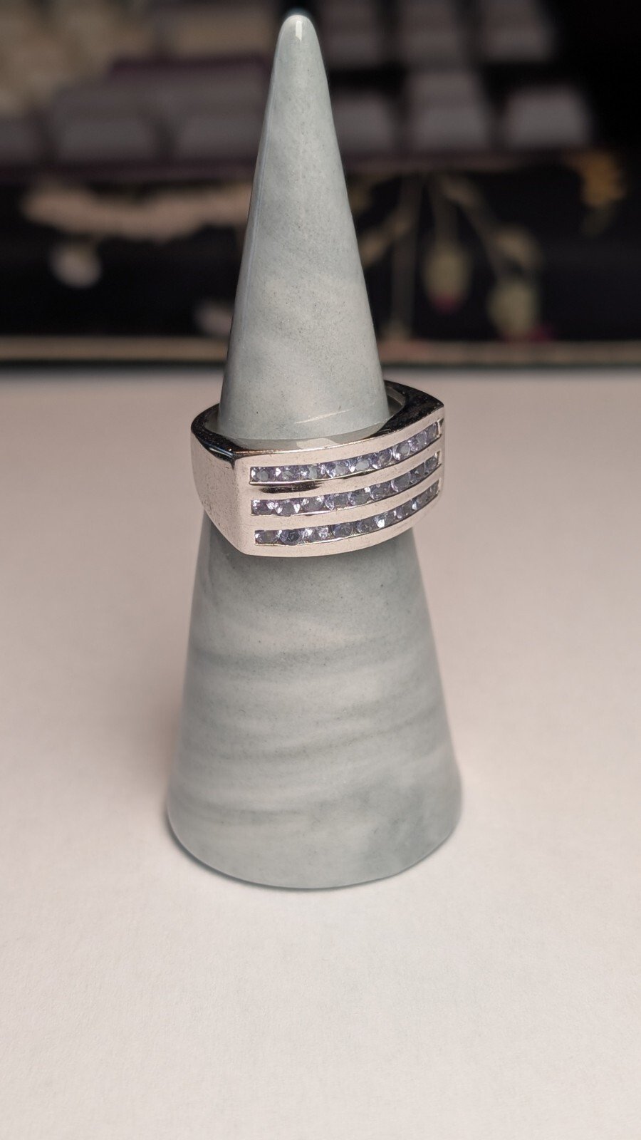 Vintage Sterling Silver Tanzanite 3 Row Ring | Size N 1/2 | 925 Silver - Image 5