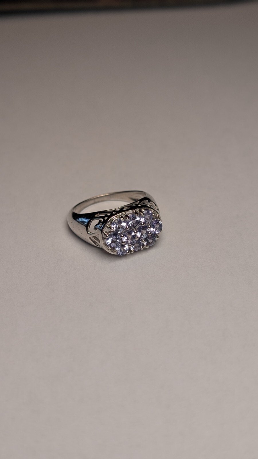 Vintage Sterling Silver Tanzanite Cluster Ring | Size P 1/2 | 925 Silver