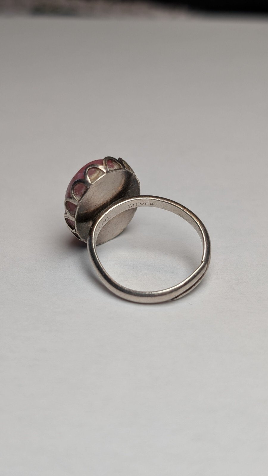 Vintage Sterling Silver Pink Rhodonite Ring | Size L | 925 Silver - Image 8