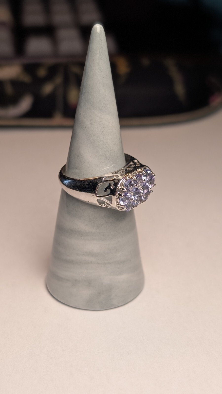 Vintage Sterling Silver Tanzanite Cluster Ring | Size P 1/2 | 925 Silver - Image 3
