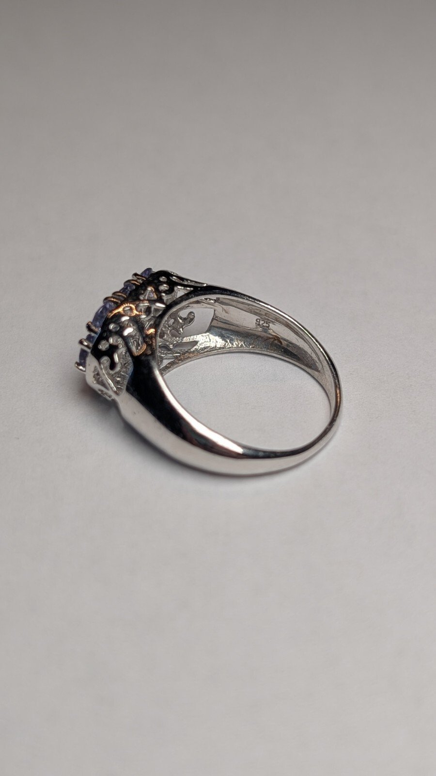Vintage Sterling Silver Tanzanite Cluster Ring | Size P 1/2 | 925 Silver - Image 4