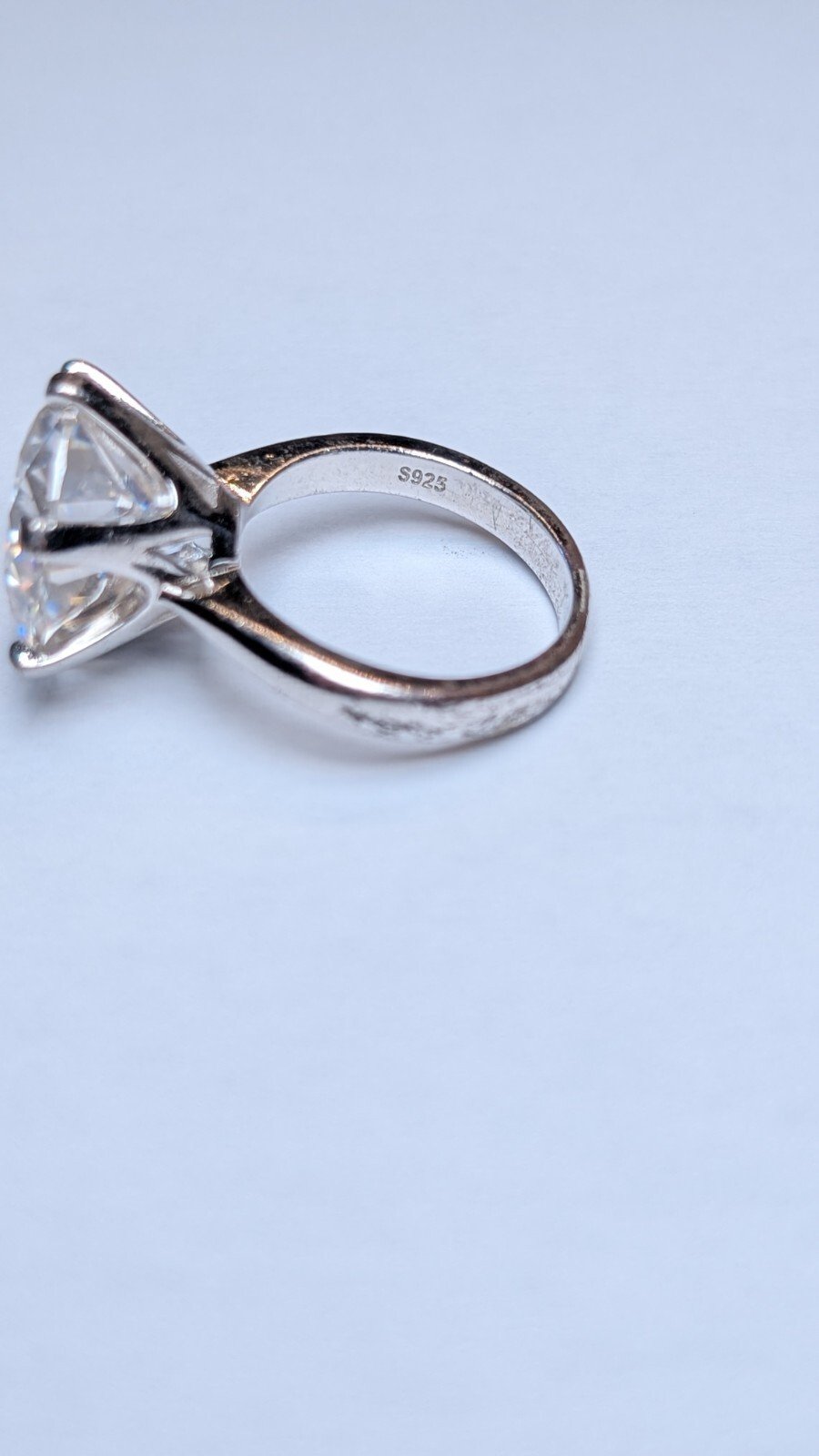 Vintage Sterling Silver Large Clear CZ Ring | Size M | 925 Silver - Image 4