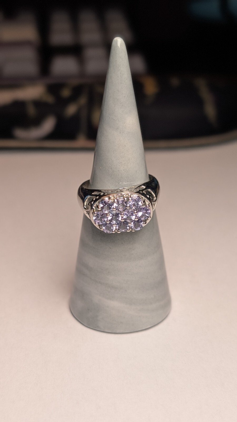 Vintage Sterling Silver Tanzanite Cluster Ring | Size P 1/2 | 925 Silver - Image 6
