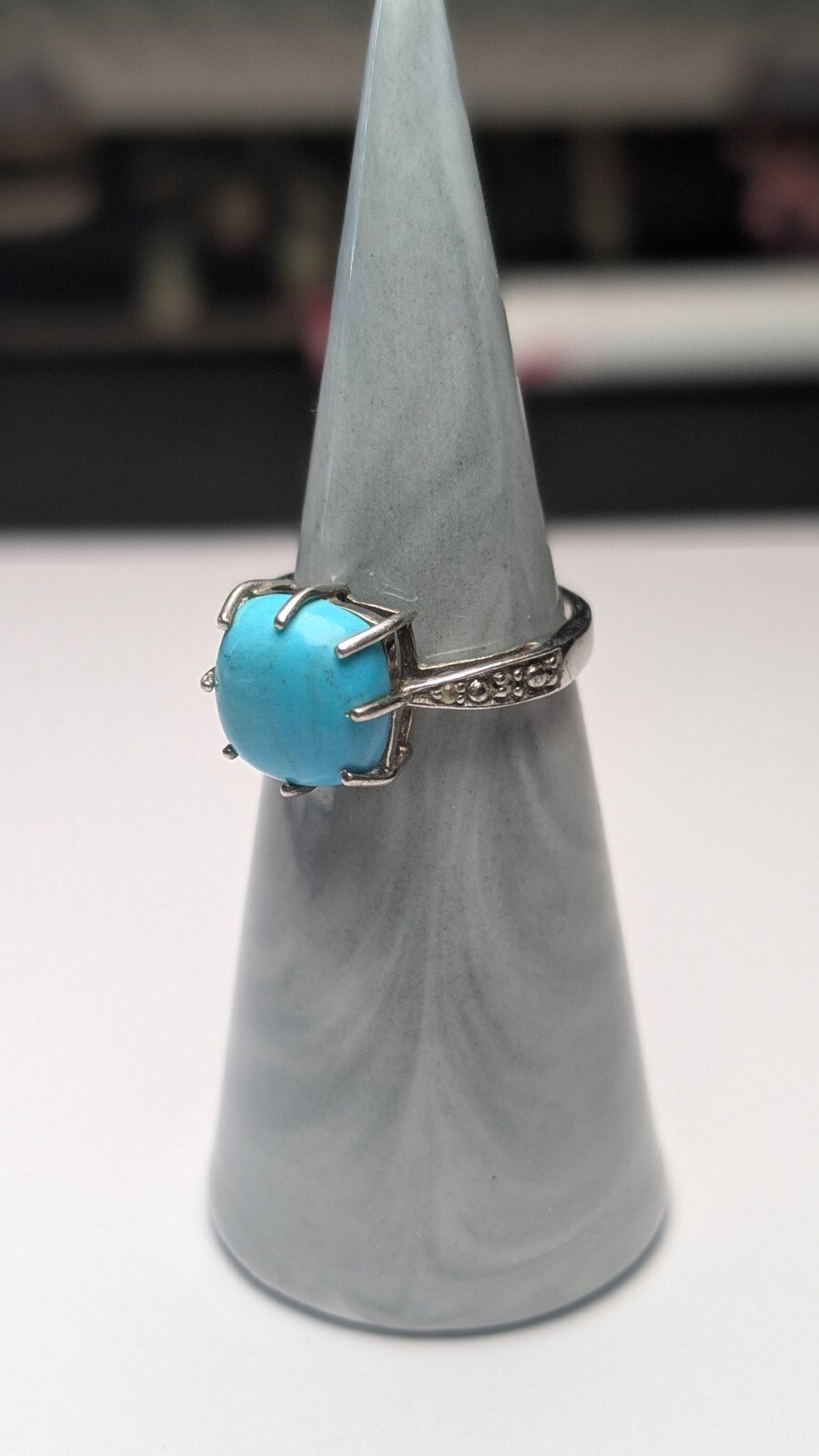 Vintage Sterling Silver Blue Turquoise Ring | Size M | 925 Silver - Image 7