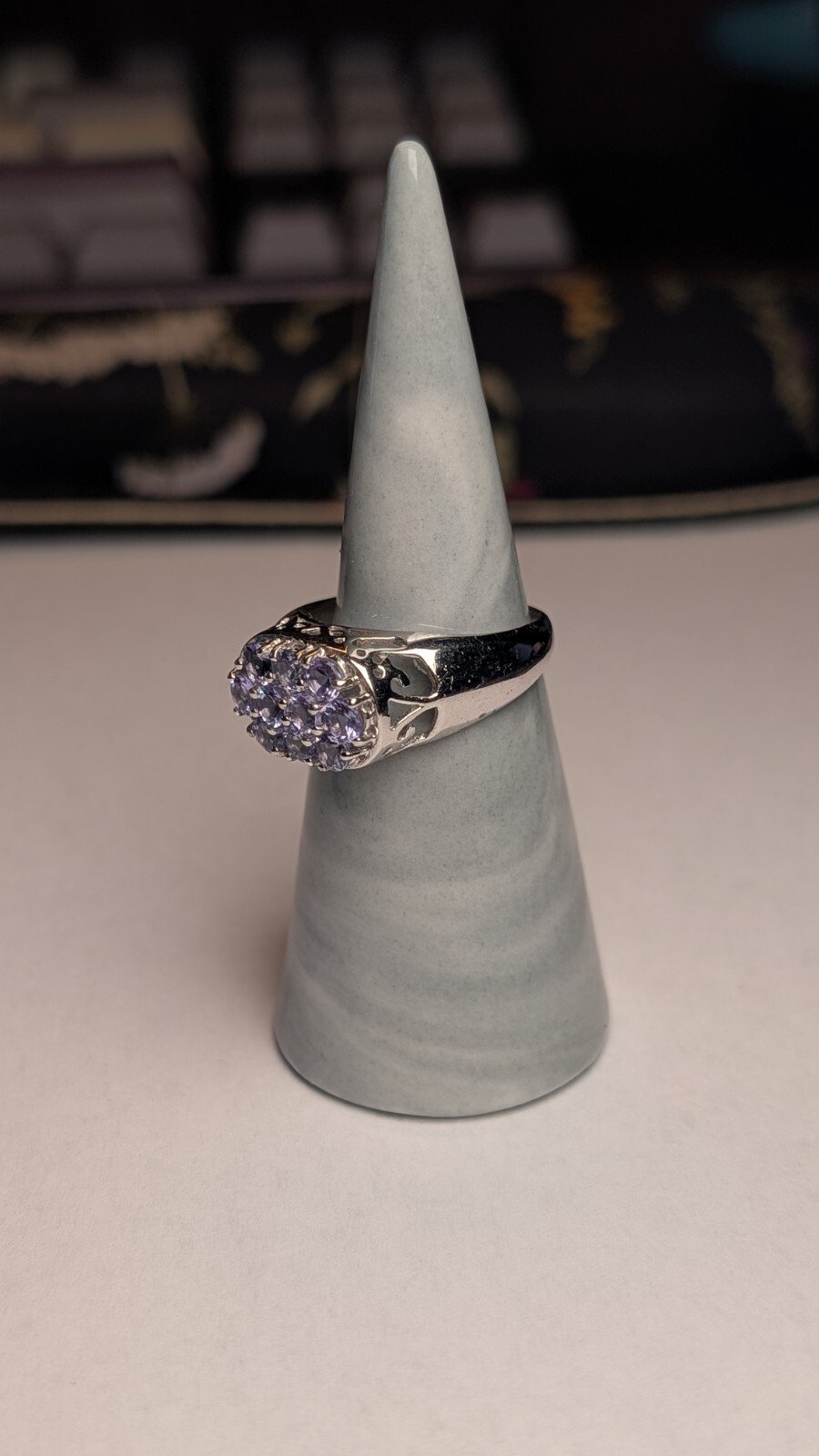 Vintage Sterling Silver Tanzanite Cluster Ring | Size P 1/2 | 925 Silver - Image 7