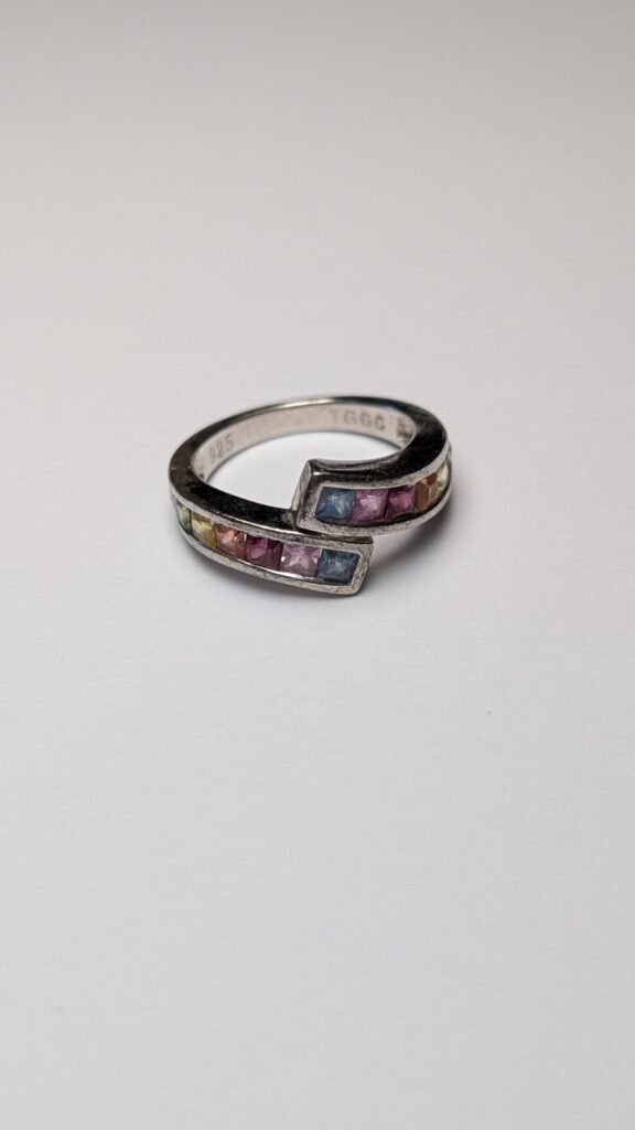 Vintage Sterling Silver Multi Gemstone Ring | Size L 1/2 | 925 Silver