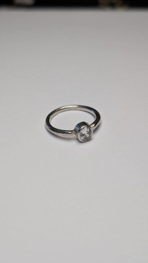 Vintage Sterling Silver Clear Gemstone Ring | Size M 1/2 | 925 Silver